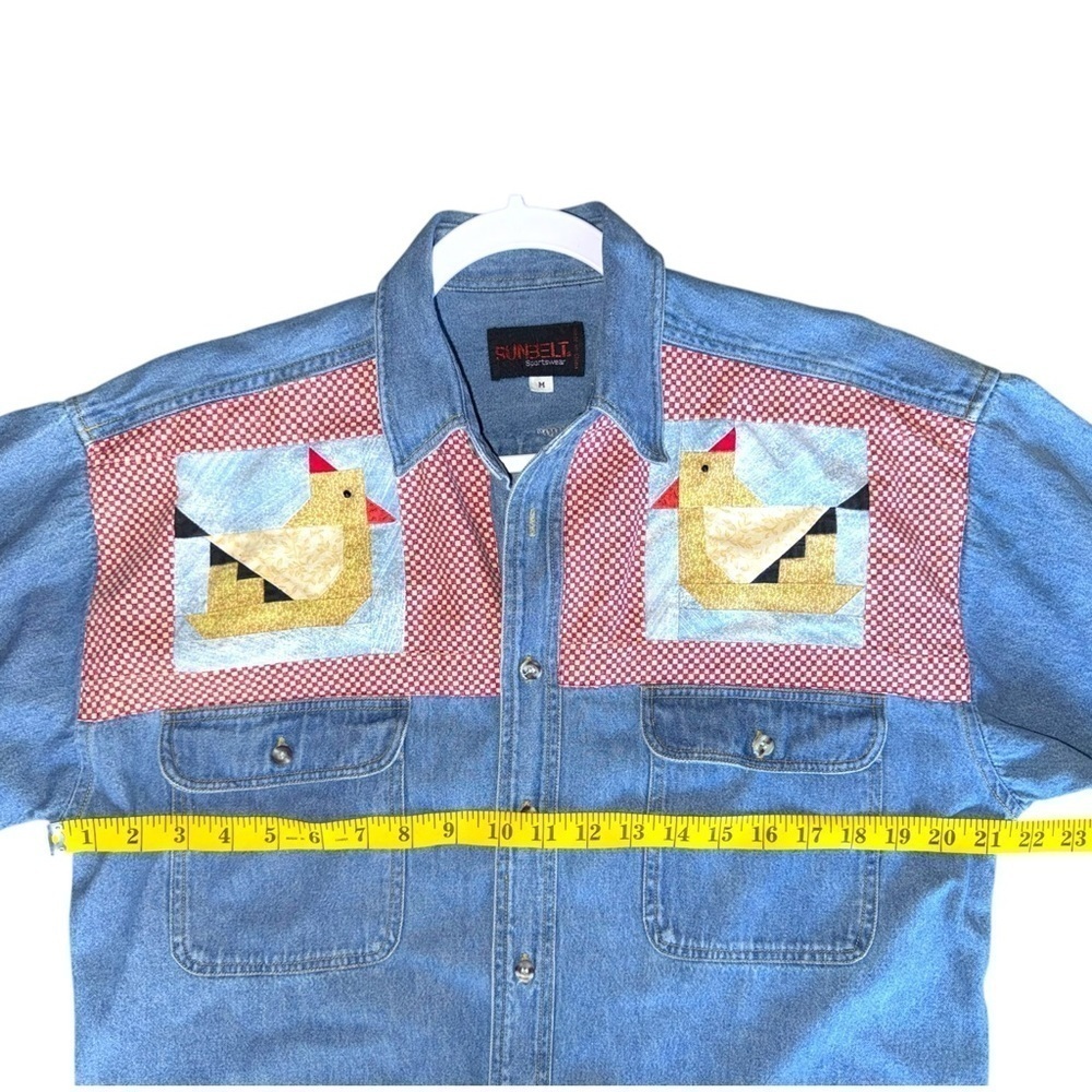 Vintage Sunbelt Sportswear Denim Patchwork Cottagecore Chicken Sun Heart - Picture 9 of 12